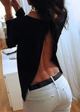Back Slit Orange Chiffon Long Sleeve Blouse